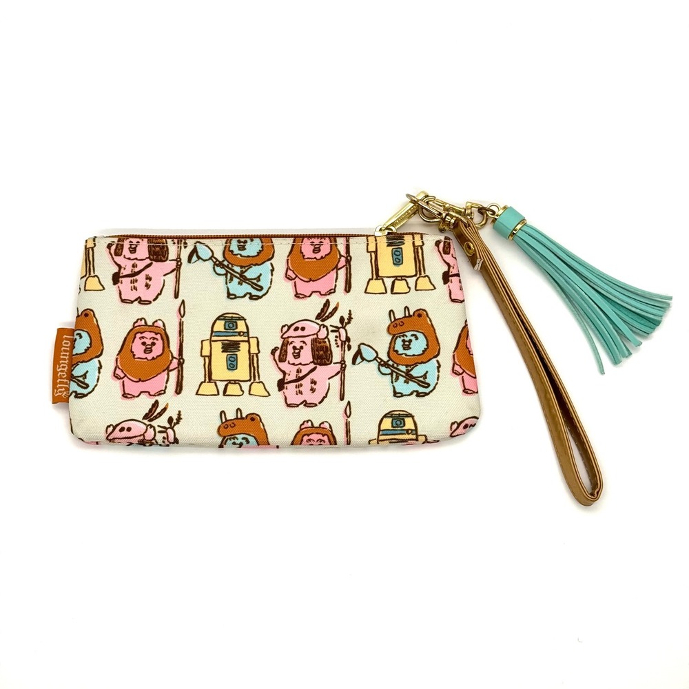 Loungefly Star Wars Ewok R2-D2 Wristlet Pouch Zip Wallet Tassel Canvas